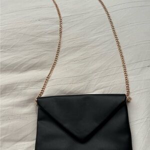 a new day Black Clutch with Gold Chain